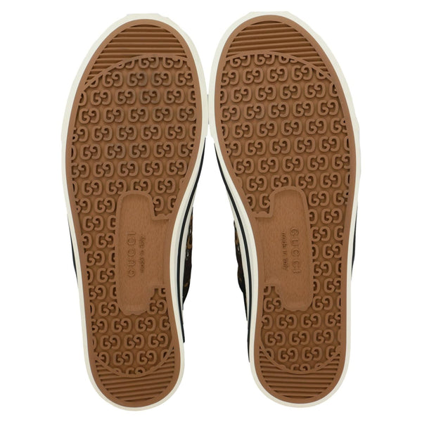 GUCCI Tennis 1977 GG Monogram Canvas Low Sneakers Size 8.5 Brown