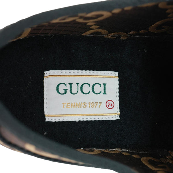 GUCCI Tennis 1977 GG Monogram Canvas Low Sneakers Size 8.5 Brown