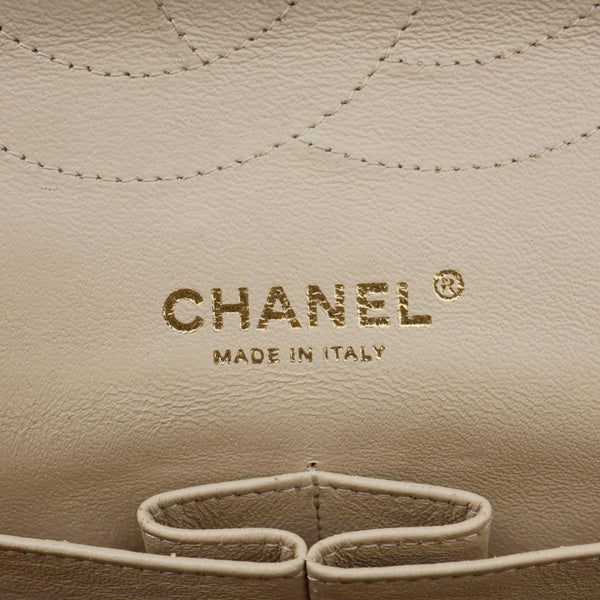 CHANEL Jumbo Classic Double Flap Caviar Leather Shoulder Bag Beige