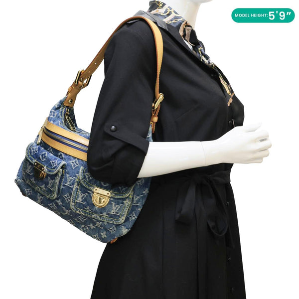 LOUIS VUITTON Baggy PM Monogram Denim Hobo Bag Blue