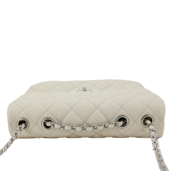 CHANEL Urban Companion Flap Quilted Caviar Leather Crossbody Bag Off White