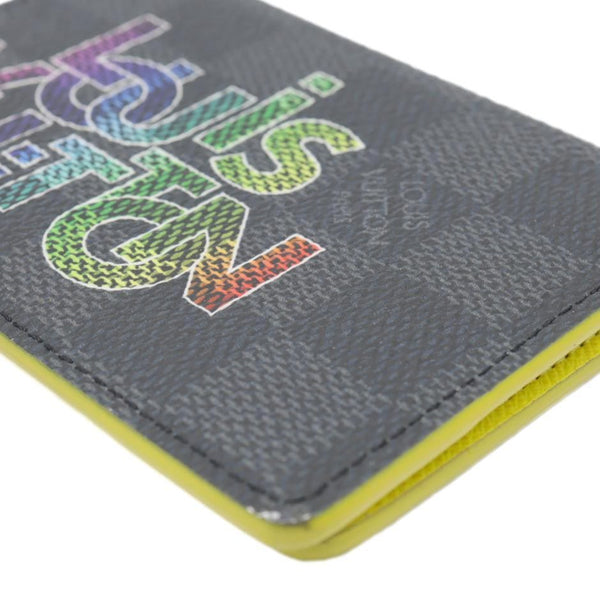 LOUIS VUITTON Virgil Abloh Rainbow Logo Damier Graphite Pocket Organizer Wallet Black