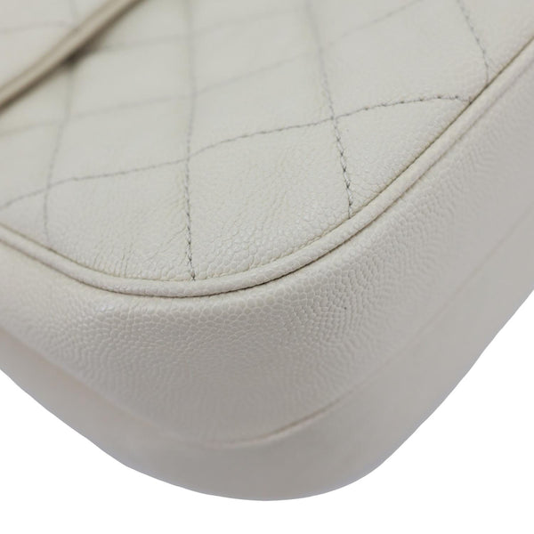 CHANEL Urban Companion Flap Quilted Caviar Leather Crossbody Bag Off White