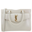 YVES SAINT LAURENT Uptown Smooth Leather Tote Bag Off White