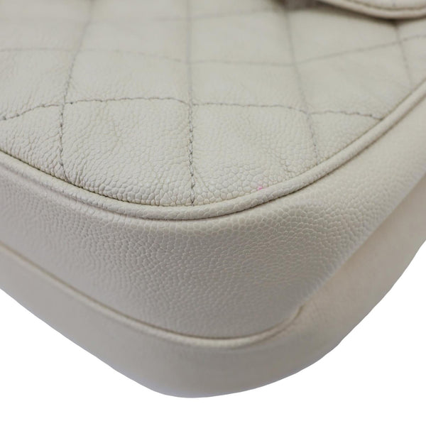 CHANEL Urban Companion Flap Quilted Caviar Leather Crossbody Bag Off White