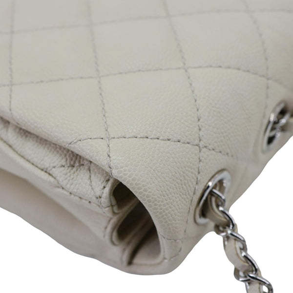 CHANEL Urban Companion Flap Quilted Caviar Leather Crossbody Bag Off White