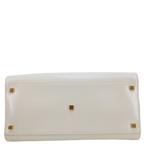 YVES SAINT LAURENT Uptown Smooth Leather Tote Bag Off White