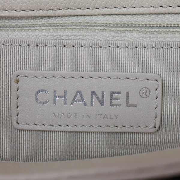 CHANEL Urban Companion Flap Quilted Caviar Leather Crossbody Bag Off White
