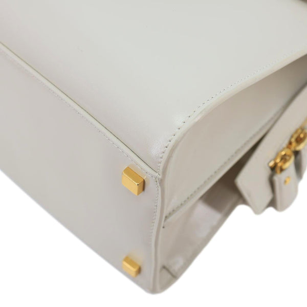 YVES SAINT LAURENT Uptown Smooth Leather Tote Bag Off White