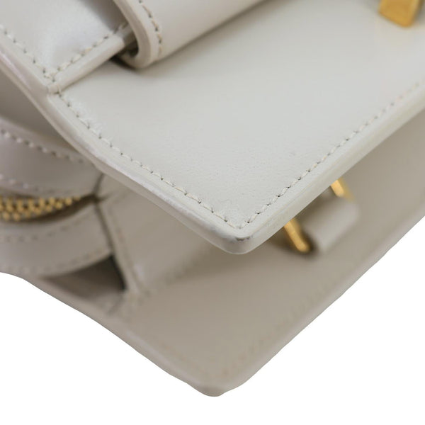 YVES SAINT LAURENT Uptown Smooth Leather Tote Bag Off White