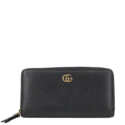 GUCCI GG Marmont Leather Zip Around Wallet Black 456117