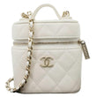 CHANEL Handle With Care Quilted Caviar Leather  Vanity Case White