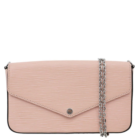 LOUIS VUITTON Felicie Pochette Epi Leather Crossbody Bag Pink