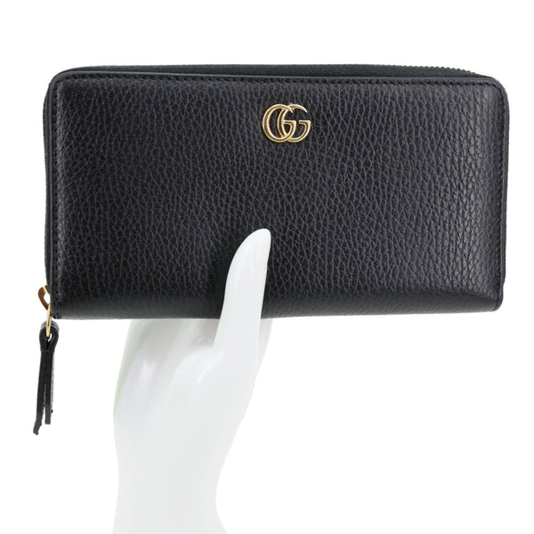 GUCCI GG Marmont Leather Zip Around Wallet Black 456117
