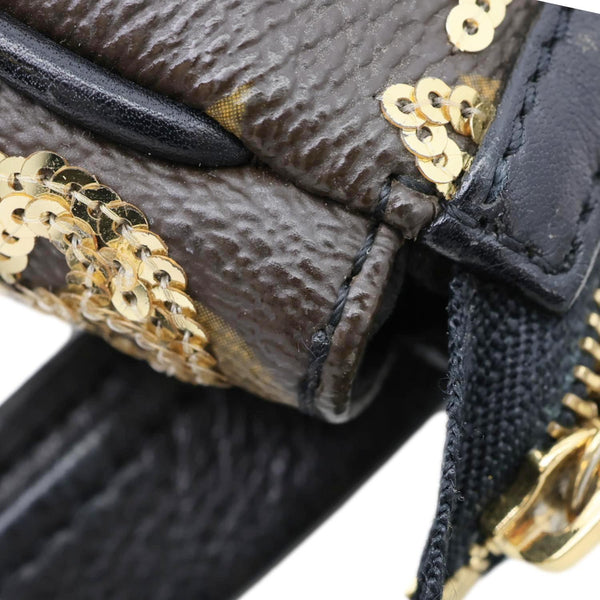 LOUIS VUITTON Mini Pochette Monogram Sequins Eclipse Accessoires Pouch Brown