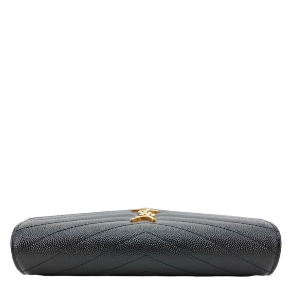 YVES SAINT LAURENT Envelope Grain De Poudre Chevron Leather Chain Crossbody Bag Black