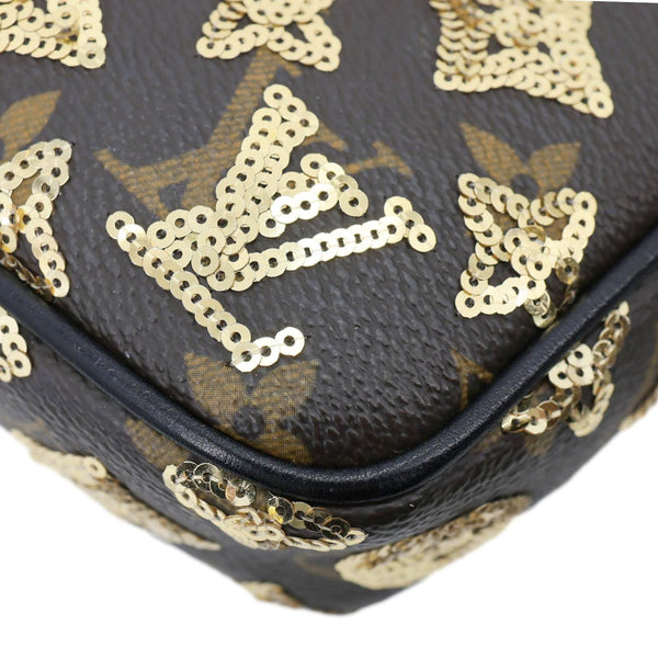 LOUIS VUITTON Mini Pochette Monogram Sequins Eclipse Accessoires Pouch Brown