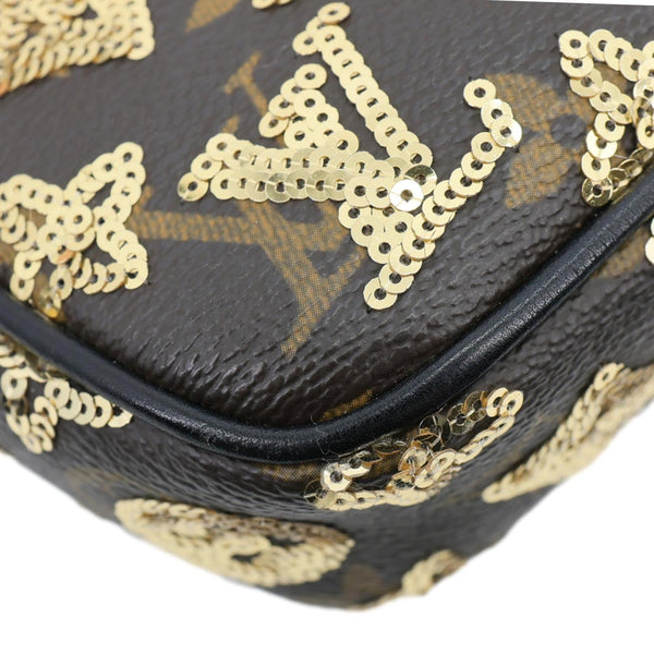 LOUIS VUITTON Mini Pochette Monogram Sequins Eclipse Accessoires Pouch Brown