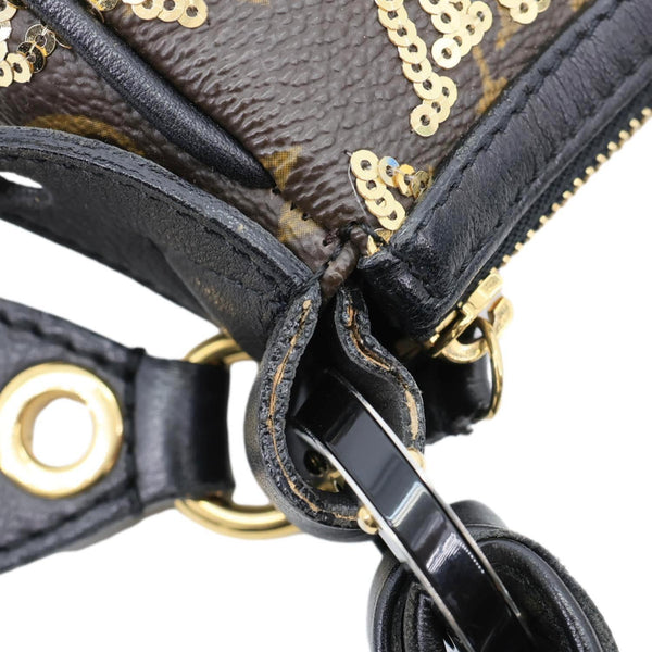 LOUIS VUITTON Mini Pochette Monogram Sequins Eclipse Accessoires Pouch Brown