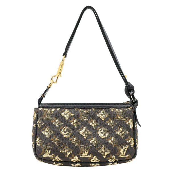 LOUIS VUITTON Mini Pochette Monogram Sequins Eclipse Accessoires Pouch Brown