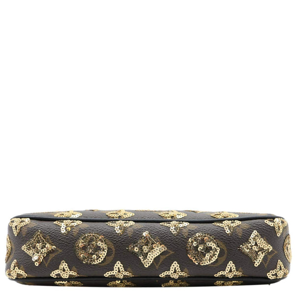 LOUIS VUITTON Mini Pochette Monogram Sequins Eclipse Accessoires Pouch Brown