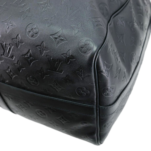 LOUIS VUITTON Keepall 50 Bandouliere Monogram Shadow Embossed Leather Travel Bag Black