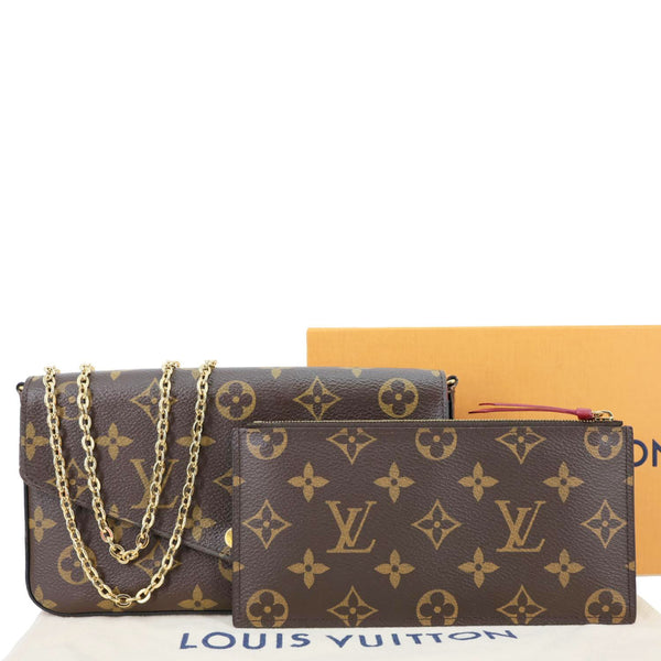 Louis Vuitton Felicie Pochette Monogram Canvas Crossbody Bag Brown