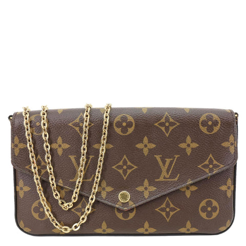 Louis Vuitton Felicie Pochette Monogram Canvas Crossbody Bag Brown