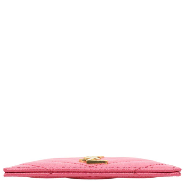 YVES SAINT LAURENT Cassandre Monogram Grain De Poudre Leather Card Holder Pink