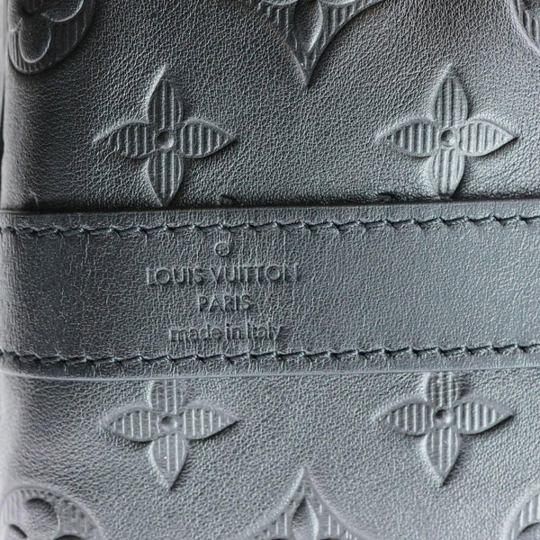 LOUIS VUITTON Keepall 50 Bandouliere Monogram Shadow Embossed Leather Travel Bag Black