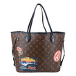 LOUIS VUITTON Neverfull MM World Tour Monogram Canvas Tote Shoulder Bag Brown