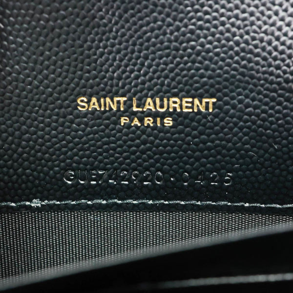 YVES SAINT LAURENT Envelope Grain De Poudre Chevron Leather Chain Crossbody Bag Black