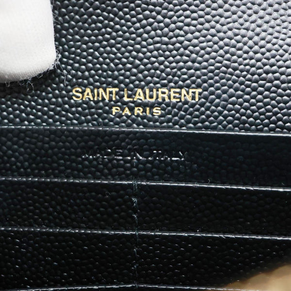 YVES SAINT LAURENT Envelope Grain De Poudre Chevron Leather Chain Crossbody Bag Black