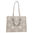 LOUIS VUITTON Onthego MM Giant Monogram Empreinte Leather Tote Bag Beige