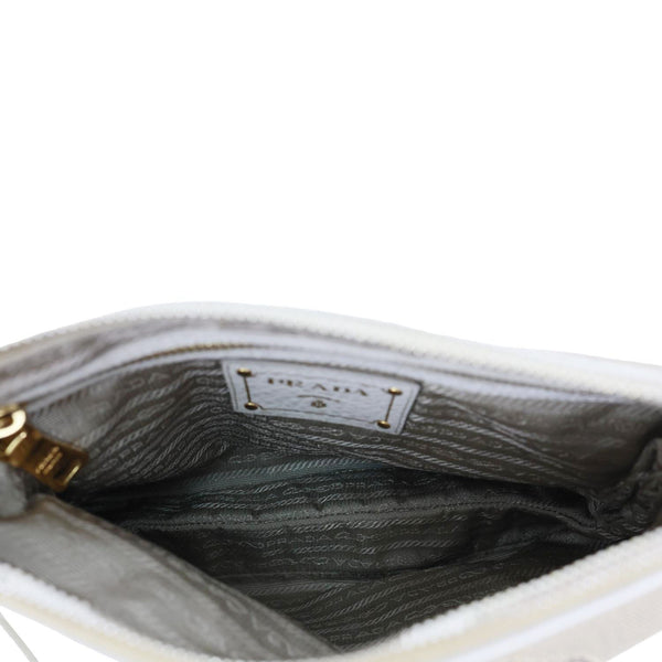 PRADA Logo Small  Jacquard Canvas Messenger Bag Beige