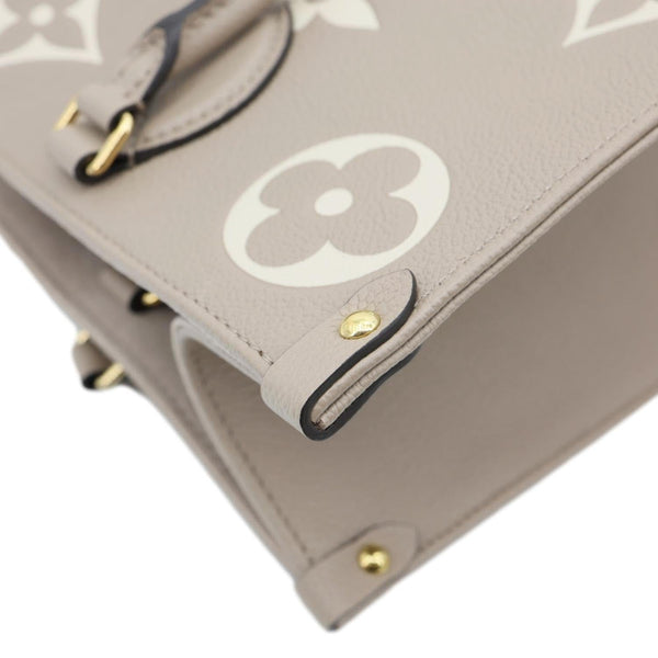 LOUIS VUITTON Onthego MM Giant Monogram Empreinte Leather Tote Bag Beige