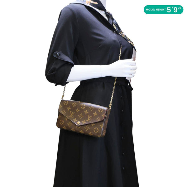 Louis Vuitton Felicie Pochette Monogram Canvas Crossbody Bag Brown