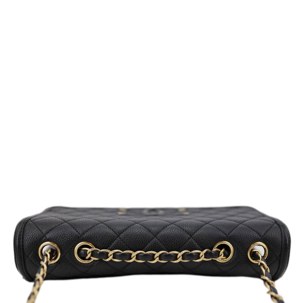 CHANEL CC Filigree Flap Caviar Quilted Leather Crossbody Bag Black