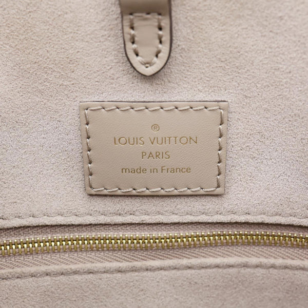 LOUIS VUITTON Onthego MM Giant Monogram Empreinte Leather Tote Bag Beige