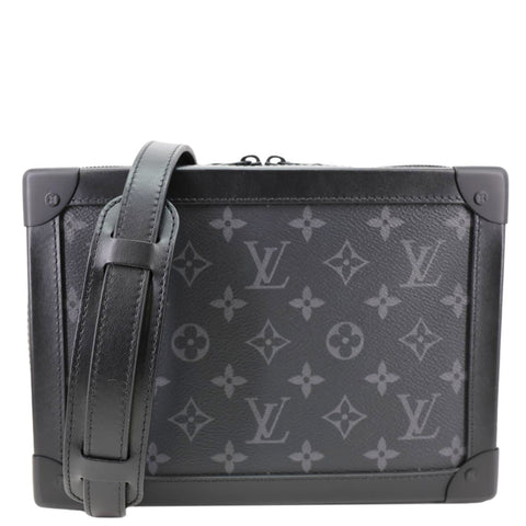 LOUIS VUITTON Soft Trunk Monogram Eclipse Canvas Shoulder Bag Black