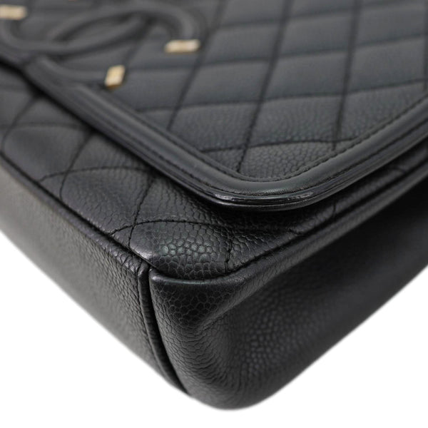 CHANEL CC Filigree Flap Caviar Quilted Leather Crossbody Bag Black