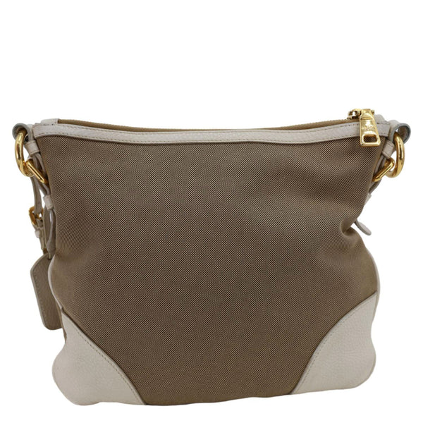 PRADA Logo Small  Jacquard Canvas Messenger Bag Beige