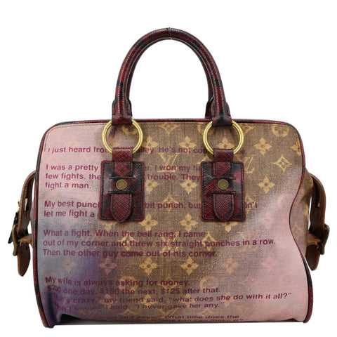 LOUIS VUITTON Richard Prince Graduate Jokes Monogram Canvas Satchel Bag Pink