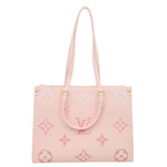 LOUIS VUITTON Onthego MM Giant Monogram Empreinte Leather Tote Bag Pink
