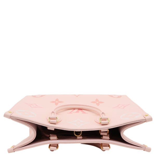 LOUIS VUITTON Onthego MM Giant Monogram Empreinte Leather Tote Bag Pink