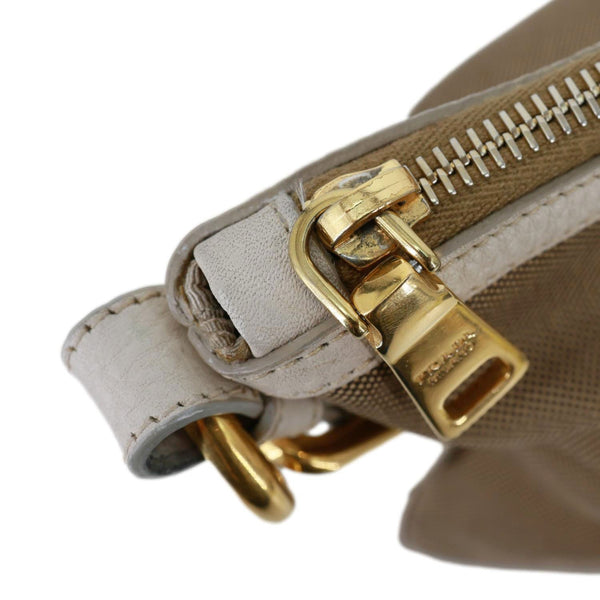 PRADA Logo Small  Jacquard Canvas Messenger Bag Beige