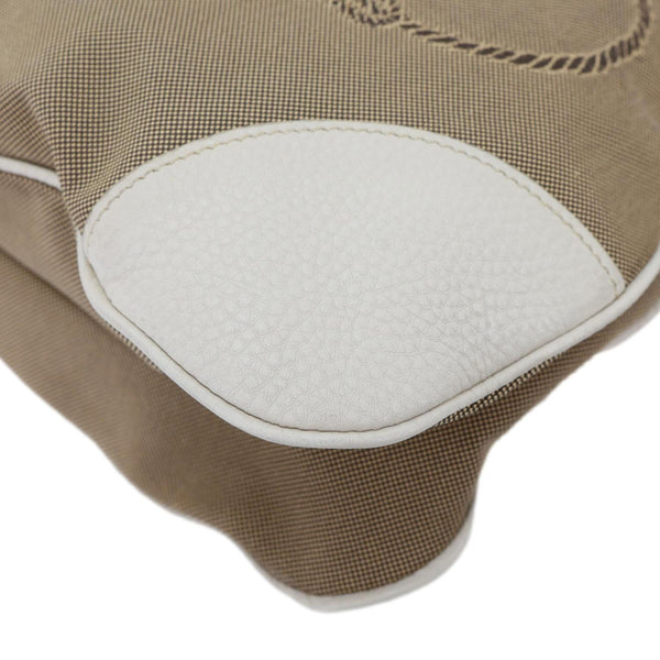 PRADA Logo Small  Jacquard Canvas Messenger Bag Beige
