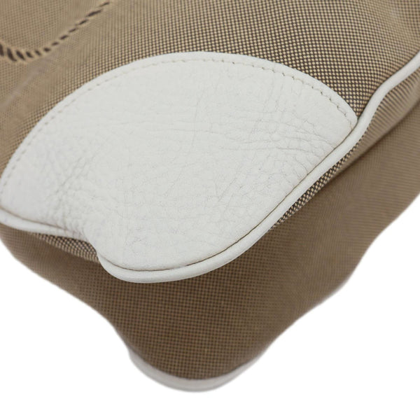 PRADA Logo Small  Jacquard Canvas Messenger Bag Beige