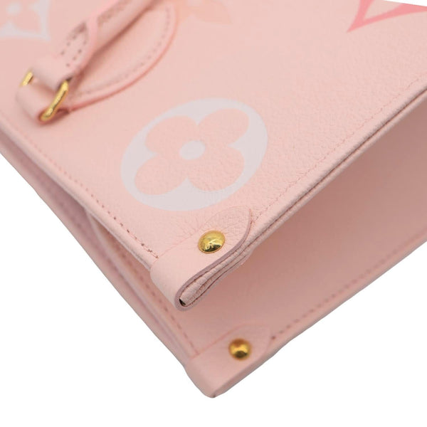 LOUIS VUITTON Onthego MM Giant Monogram Empreinte Leather Tote Bag Pink