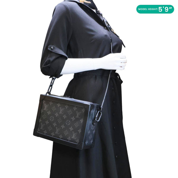 LOUIS VUITTON Soft Trunk Monogram Eclipse Canvas Shoulder Bag Black